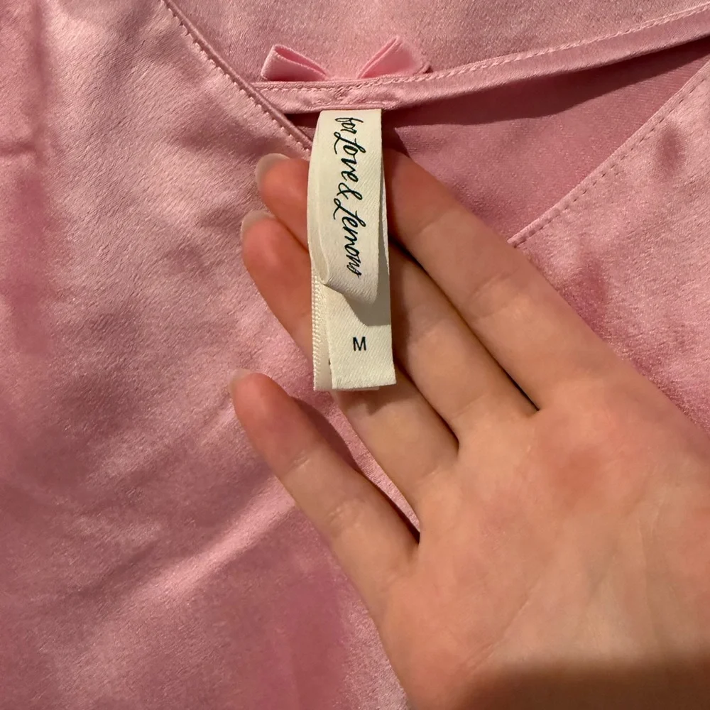 For Love And Lemons Pink Satin Pajama Set